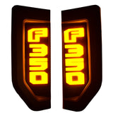 Ford F350 17-22 Illuminated Emblems in Black with Amber, Red, White & Blue LED