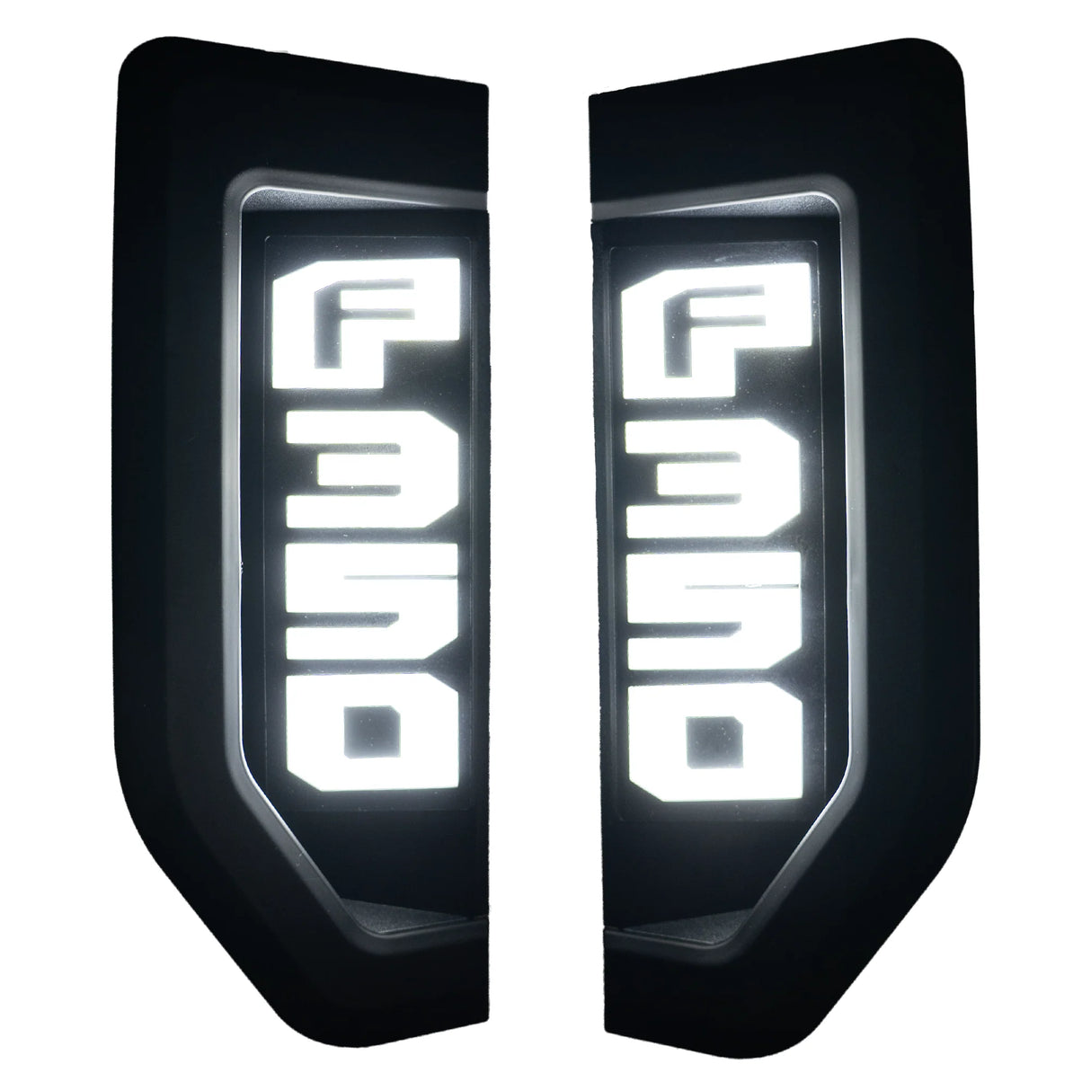 Ford F350 17-22 Illuminated Emblems in Black with Amber, Red, White & Blue LED