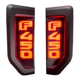 Ford F450 17-22 Illuminated Emblems in Black with Amber, Red, White & Blue LED