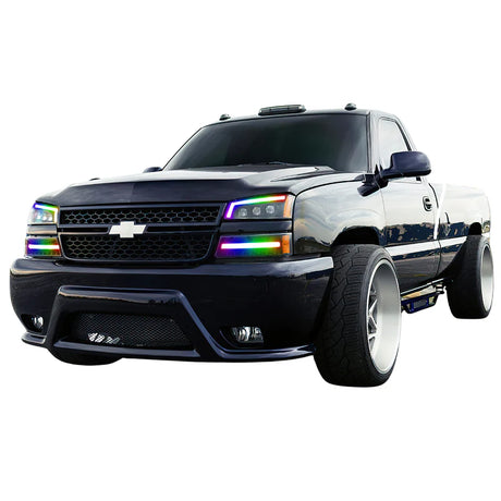 Chevrolet Silverado: Multicolor Flow Series Nova Alpha Black Headlights (2003-2006) | Alpharex