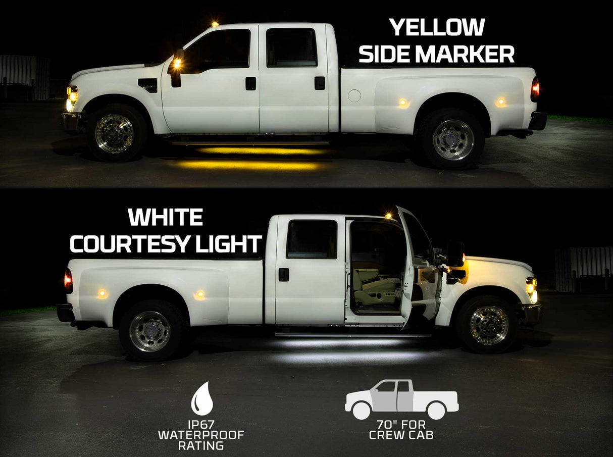 2pc 70" Yellow LED Truck Running Board Lighting Kit with White Courtesy Lights