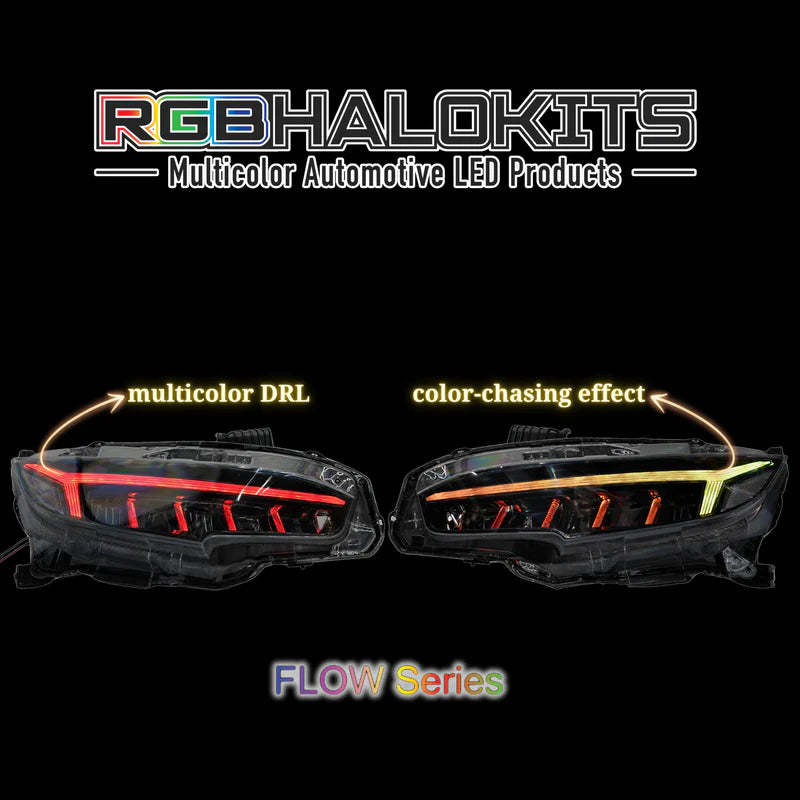 Honda Civic: Multicolor Flow Series Headlights (2016-2021)