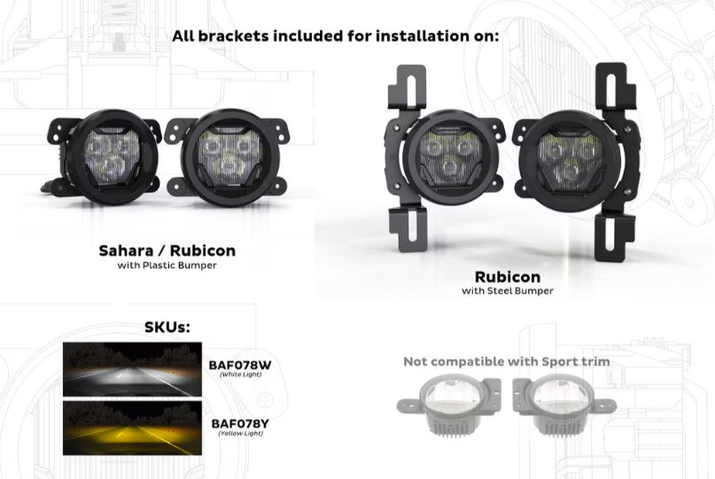 4Banger LED Fog Lights: Jeep JL / JT