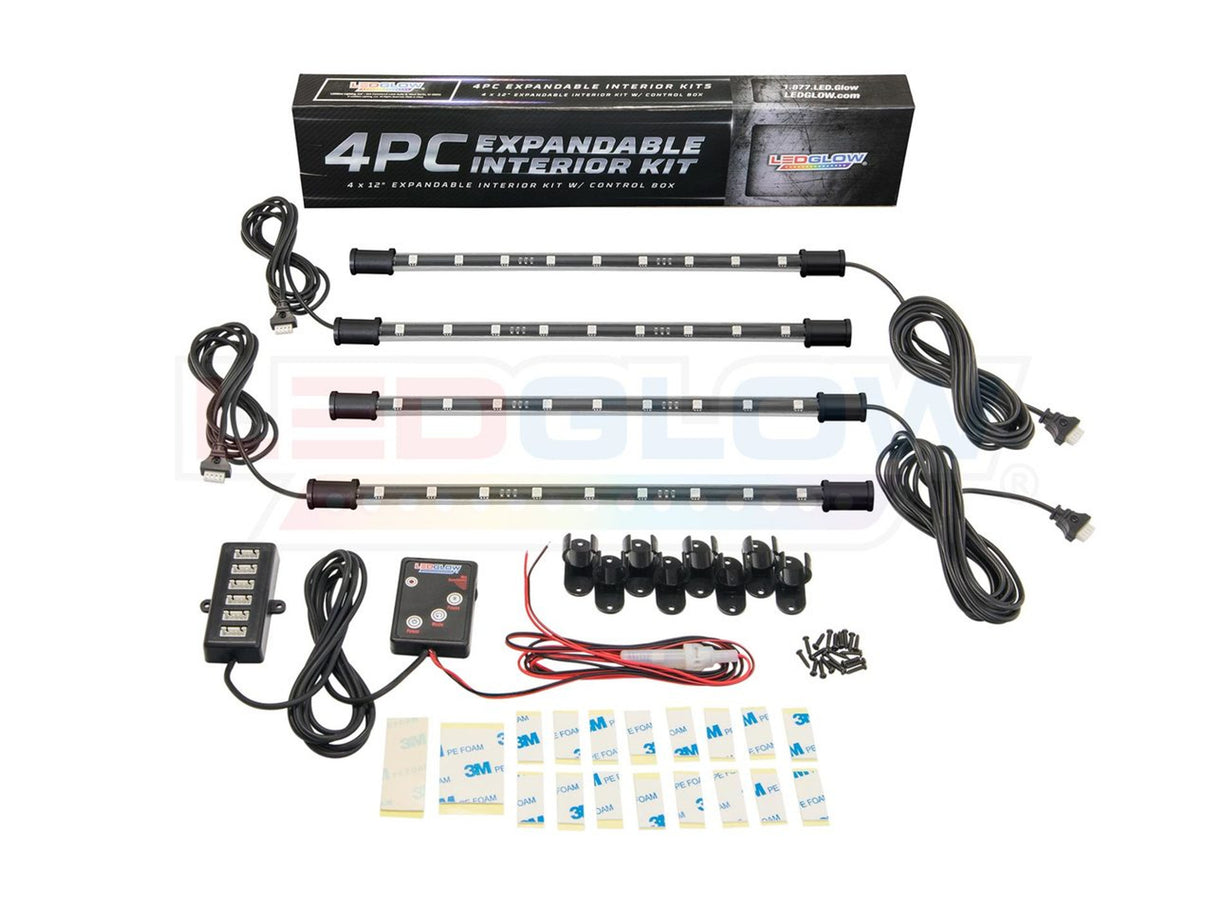 4pc 7 Color Expandable LED Interior Lighting Kit