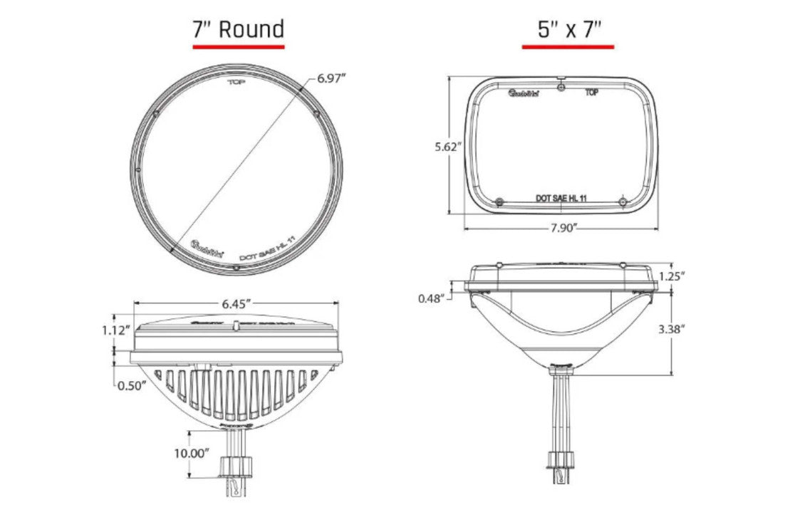 RIGID SEALED BEAM HEADLIGHTS