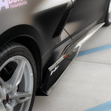 2020-2024 Corvette C8 Stingray Evo Style Side Skirts Gloss Black Pair