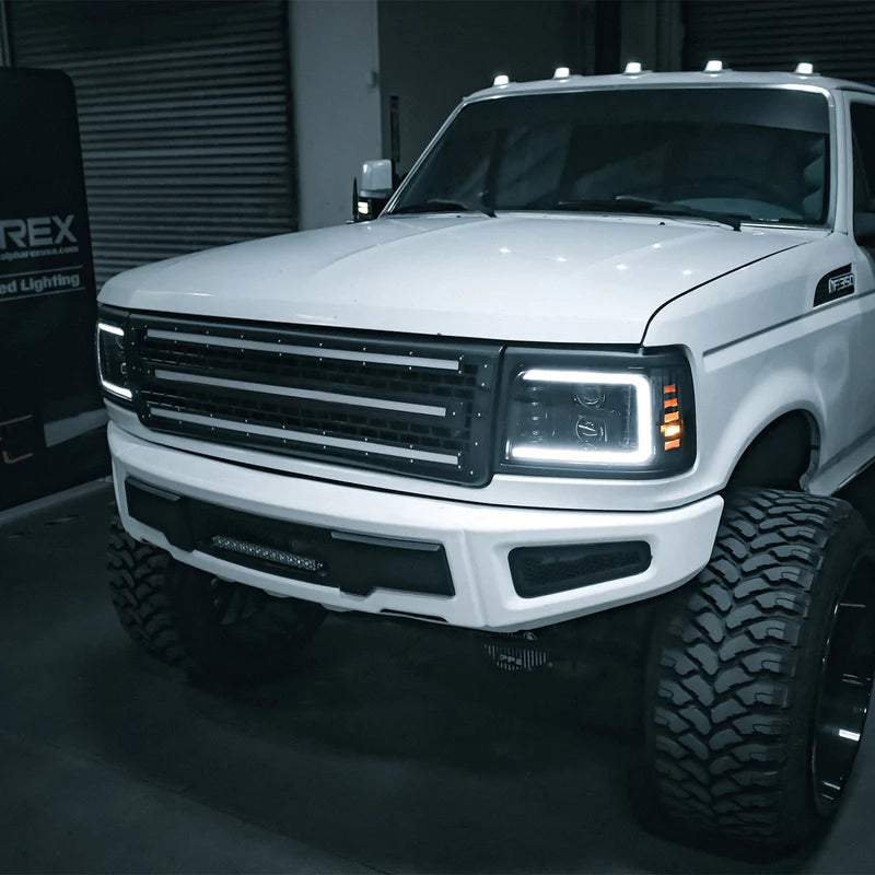 92-96 Ford F-Series/Bronco LUXX-Series LED Projector Headlights Chrome