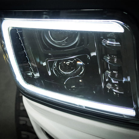 92-96 Ford F-Series/Bronco LUXX-Series LED Projector Headlights Alpha-Black