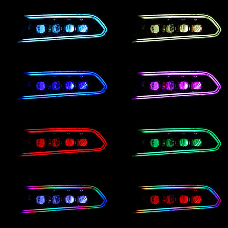 Dodge Charger: Multicolor Flow Series NOVA-Series LED Projector Alpha Black Headlights (2015-2023)