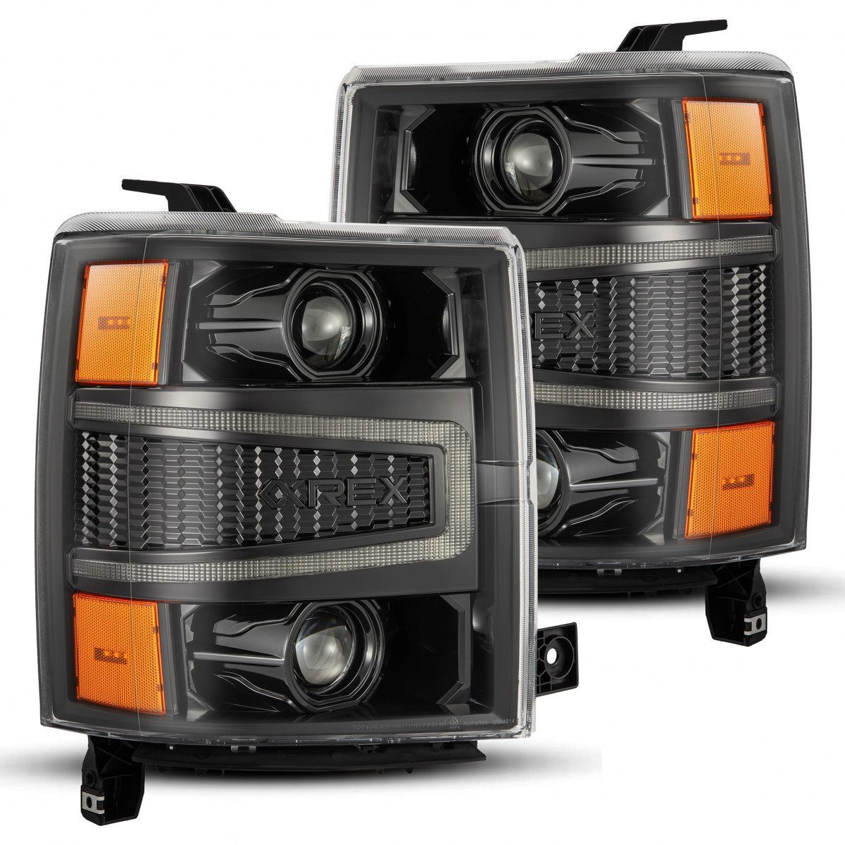 14-15 Chevrolet Silverado PRO-Series Halogen Projector Headlights Alpha-Black - Backordered