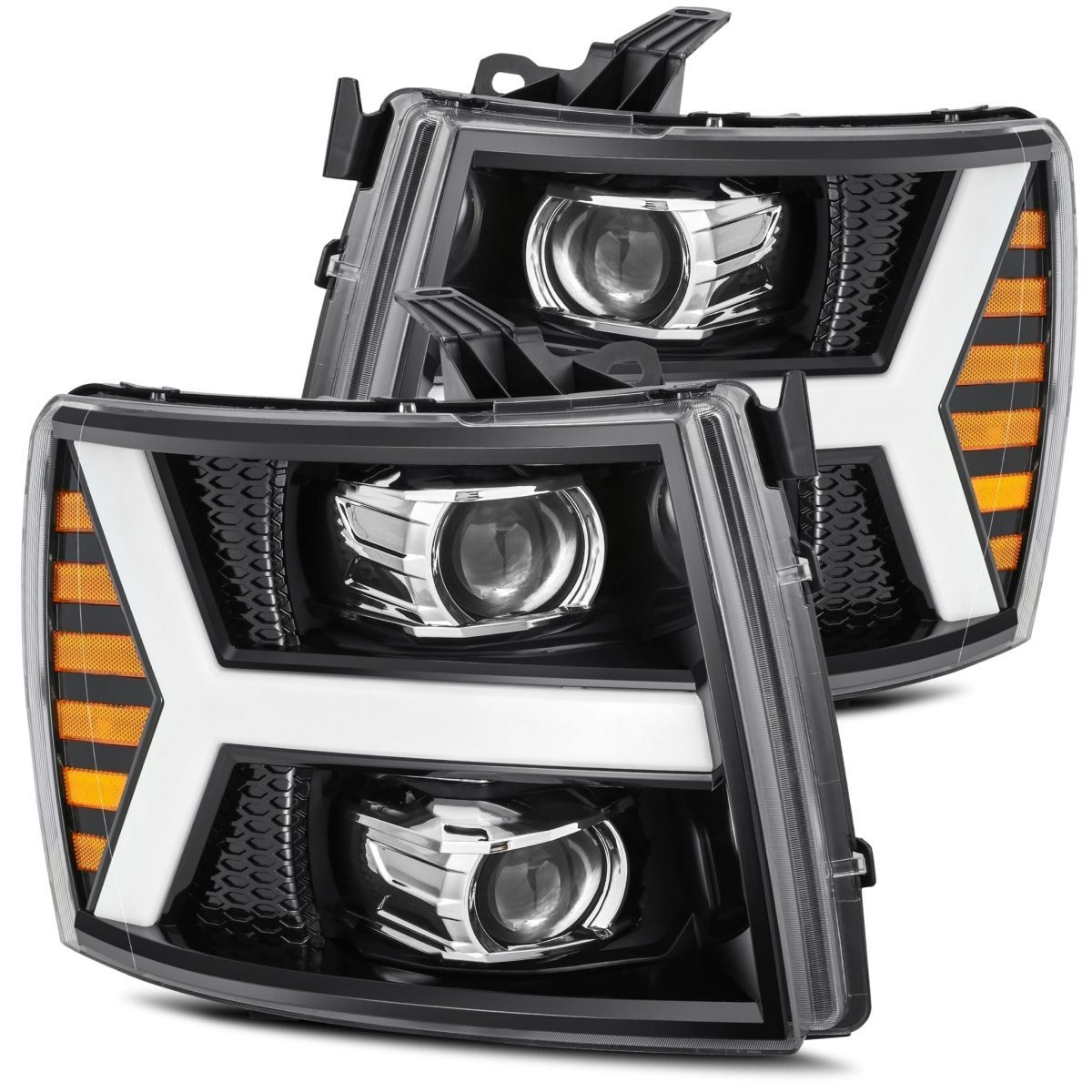 07-13 Chevrolet Silverado LUXX-Series LED Projector Headlights Jet Black