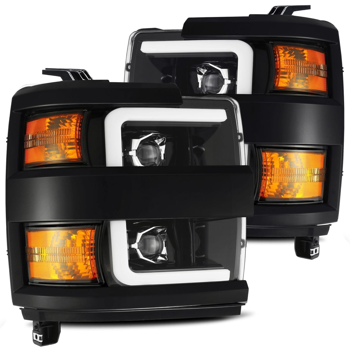 15-19 Chevrolet Silverado 2500HD/3500HD PRO-Series Halogen Projector Headlights Jet Black - Backordered