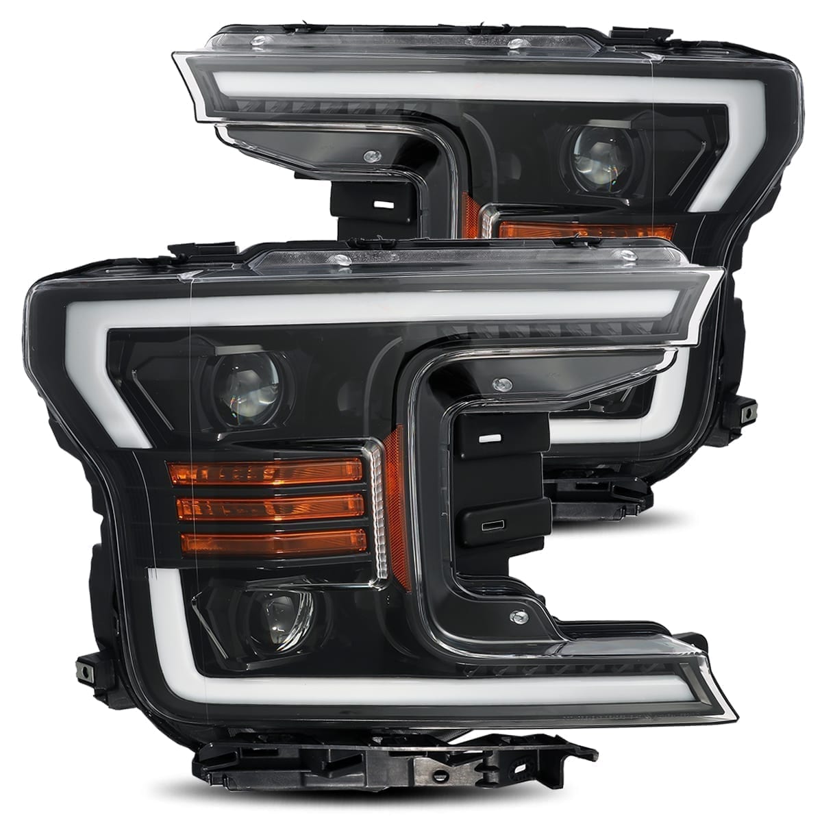 18-20 Ford F150 LUXX-Series LED Projector Headlights Jet Black (ETA Early June)