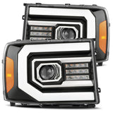 07-13 GMC Sierra PRO-Series Halogen Projector Headlights Jet Black