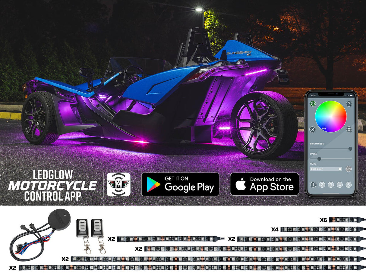 Bluetooth Advanced Million Color LED Lighting Kit with Smartphone Control for Polaris Slingshot