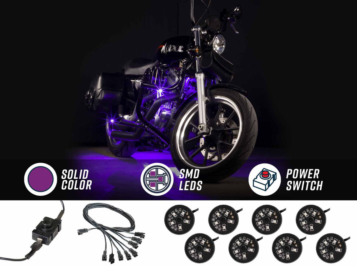 8pc Purple LED Pod Lighting Kit
