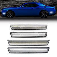 Auto Addict USA 2015–2024 Dodge Challenger clear white LED side markers installed front and rear view