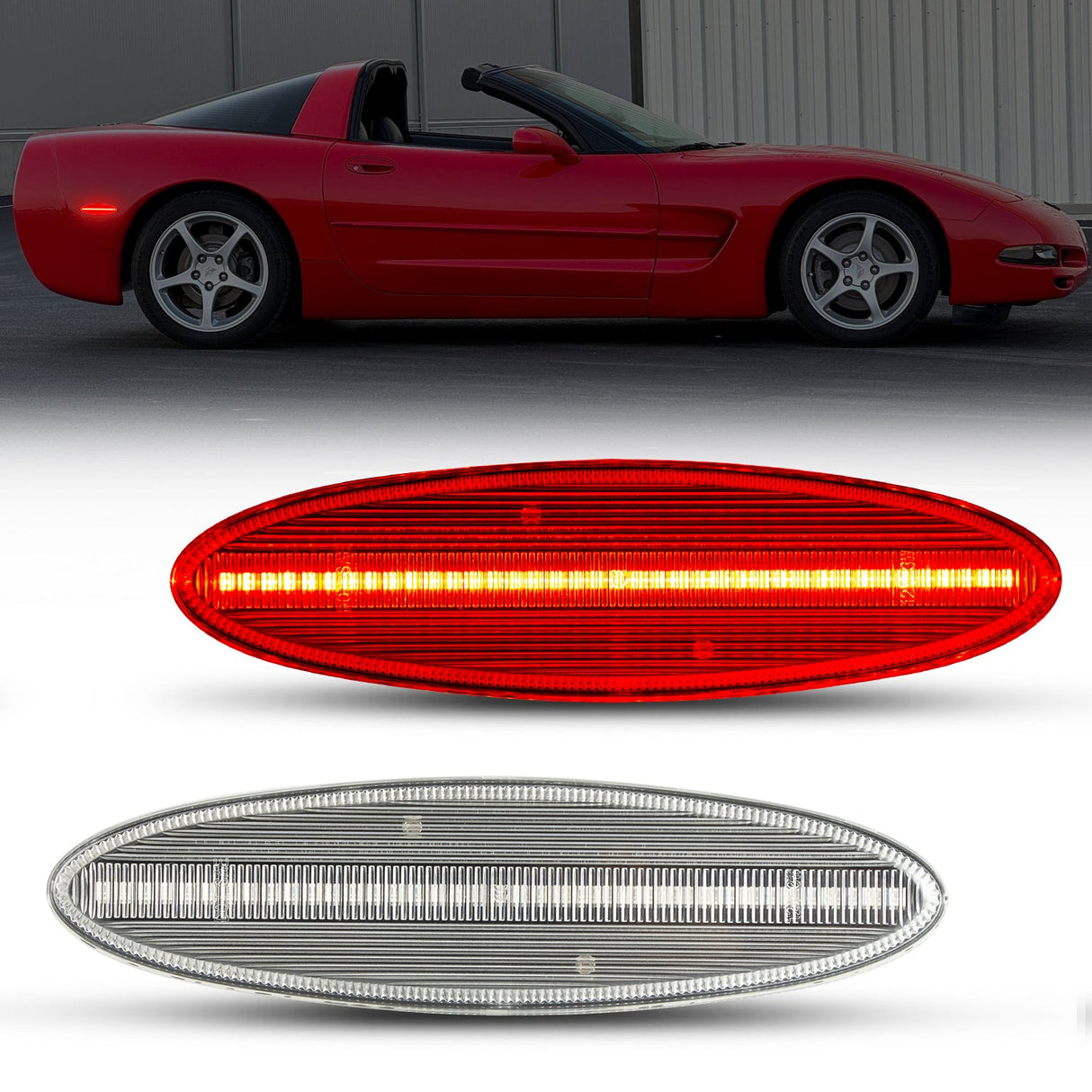 Auto Addict USA C5 Corvette Clear Lens Red LED Side Markers