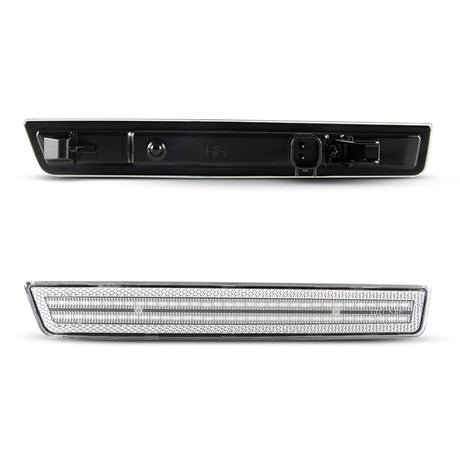 Auto Addict USA Dodge Challenger clear white LED side markers installed rear quarter panel illumination