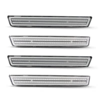 Auto Addict USA clear white LED side marker close up detail showing white LED output for Dodge Challenger