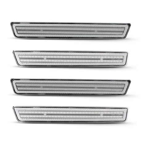 Auto Addict USA clear white LED side marker close up detail showing white LED output for Dodge Challenger