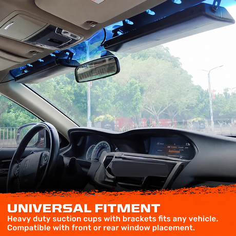 Interior Front Window 2-PC 14" LED Strobe Light Bars Suction Cup Installation A/C Adapter Plug & Play 26 Light Functions - Multiple Colors