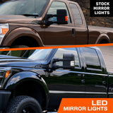08-16 Ford Super Duty F250/F350/F450 OLED Side Mirror Lenses (2-Piece Set) | Sequential Amber Turn Signals