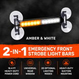 Interior Rear Window 2-PC LED Strobe/Flashing Light Bars - Suction Cup Installation A/C Adapter Plug & Play with 20 Lighting Function - Multiple Colors