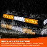 Exterior Roof Mounted 15" Emergency LED Strobe Light Bar in Amber & White - HD Magnetic Suction Cup Installation w/ 7 Light Functions