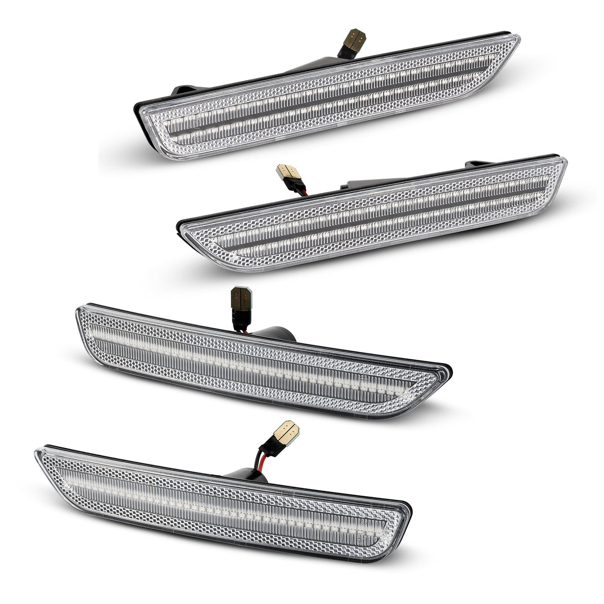 Four car fog lights on a white background