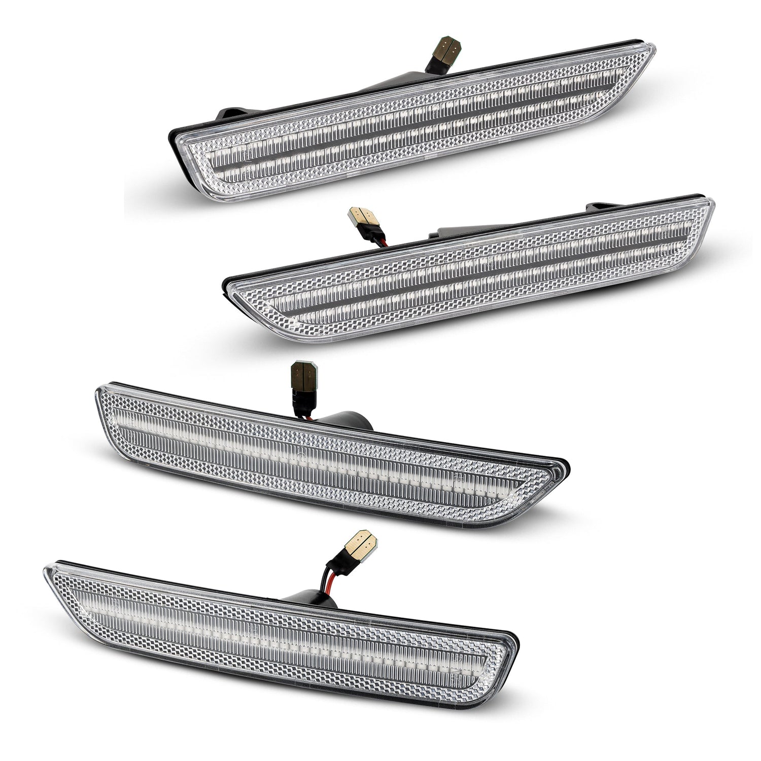 Four car fog lights on a white background