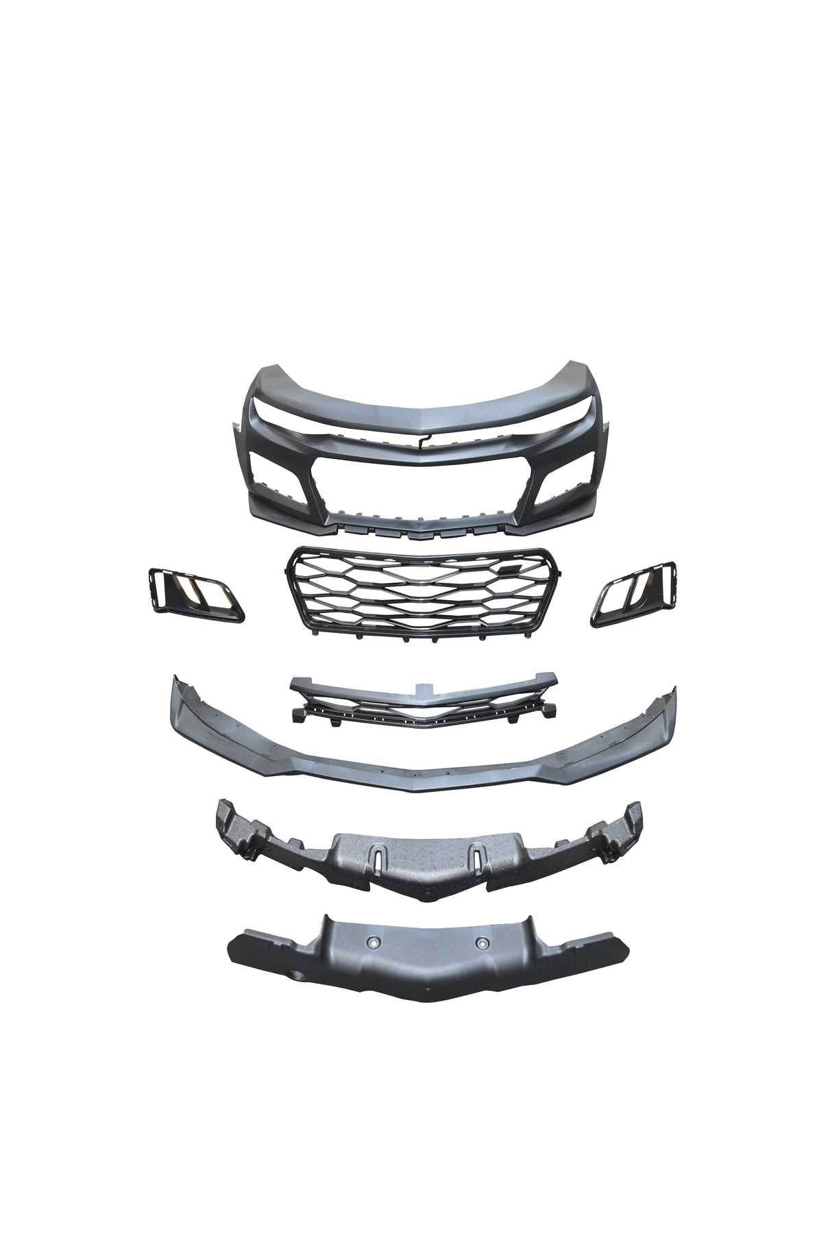 2016-2018 Chevy Camaro ZL1 Front Bumper Conversion 7pcs Ful Kit Flat BLK