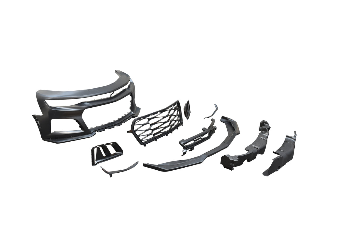 2019-2025 Chevy Camaro ZL1 Front Bumper Conversion 9pcs Full Kit Flat BLK for Non-RS Headlights