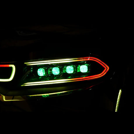 Dodge Charger: Multicolor Flow Series NOVA-Series LED Projector Alpha Black Headlights (2015-2023)