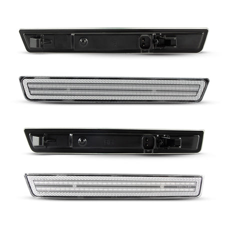 Dodge Challenger clear white LED side marker close up detail of housing and lens Auto Addict USA