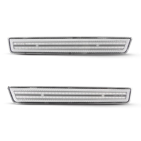 Dodge Challenger clear white LED side markers close up detail of clear lens by Auto Addict USA