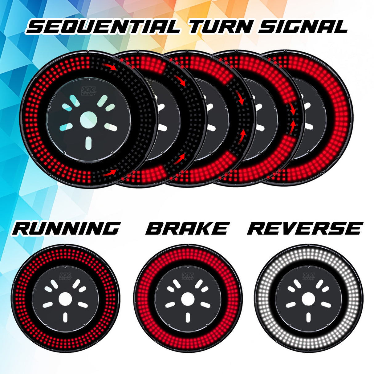 XKmax RGBW 5th Wheel Light with Sequential Turn / Brake / Reverse for Jeep & Bronco