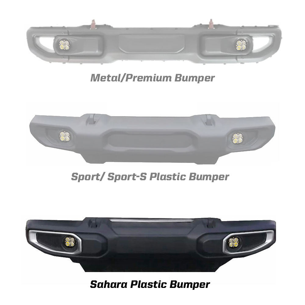 Jeep JL/JT Squadron-R SAE Fog Pocket Light Kit - Jeep 2020-2025 Gladiator; 2018-2025 Wrangler JL; NOTE: w/ OE Sahara Bumper