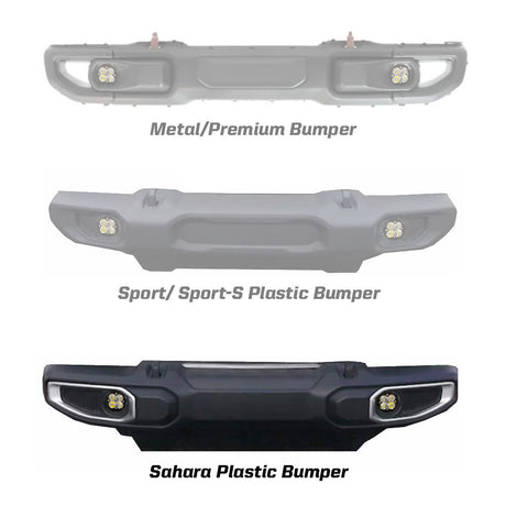 Jeep JL/JT Squadron-R SAE Fog Pocket Light Kit - Jeep 2020-2025 Gladiator; 2018-2025 Wrangler JL; NOTE: w/ OE Sahara Bumper