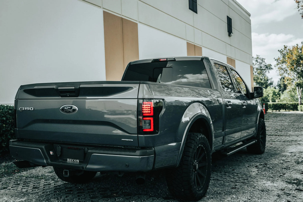 Ford F150 15-17 Tail Lights LED in Dark Red Smoked