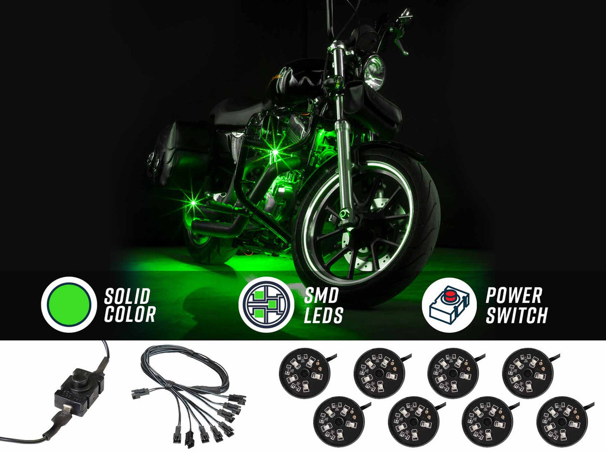 8pc Green LED Pod Lighting Kit