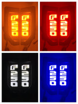 Ford F350 17-22 Illuminated Emblems in Chrome with Amber, Red, White & Blue LED