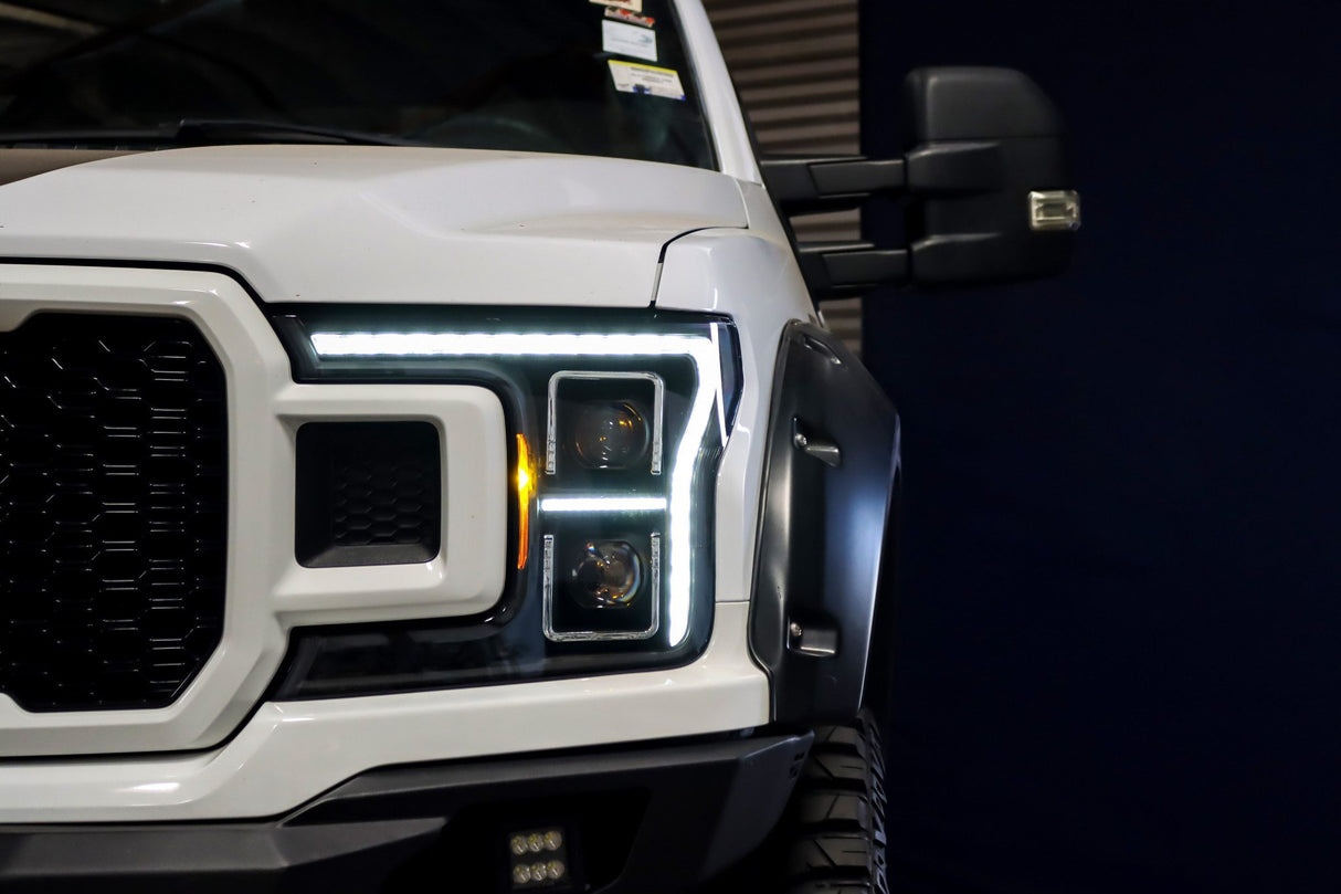 18-20 Ford F150 (MK II 14th Gen Style) LUXX-Series LED Projector Headlights Alpha-Black