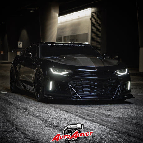 2016-2018 Chevy Camaro ZL1 Front Bumper Conversion 7pcs Ful Kit Flat BLK