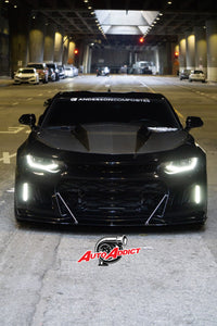 2016-2018 Chevy Camaro ZL1 Front Bumper Conversion 7pcs Ful Kit Flat BLK