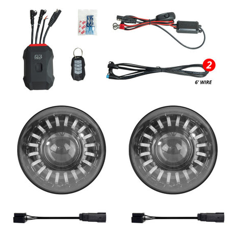 XKmax 7" Jeep LED Headlight Kit | RGBW Chasing Halo & App Control | For Wrangler & Gladiator