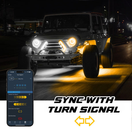 XKmax 7" Jeep LED Headlight Kit | RGBW Chasing Halo & App Control | For Wrangler & Gladiator