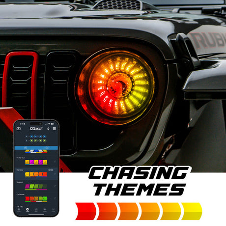XKmax 7" Jeep LED Headlight Kit | RGBW Chasing Halo & App Control | For Wrangler & Gladiator