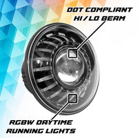 XKmax 7" Jeep LED Headlight Kit | RGBW Chasing Halo & App Control | For Wrangler & Gladiator