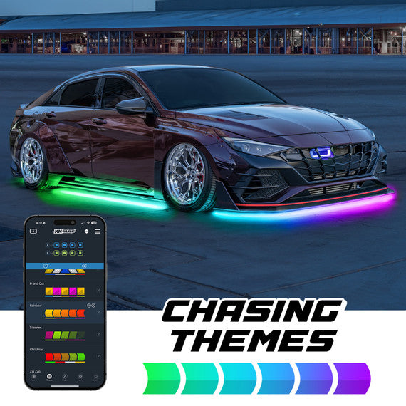 XKmax LED Underglow Light Kit with RGBW Color Chasing | App-controlled